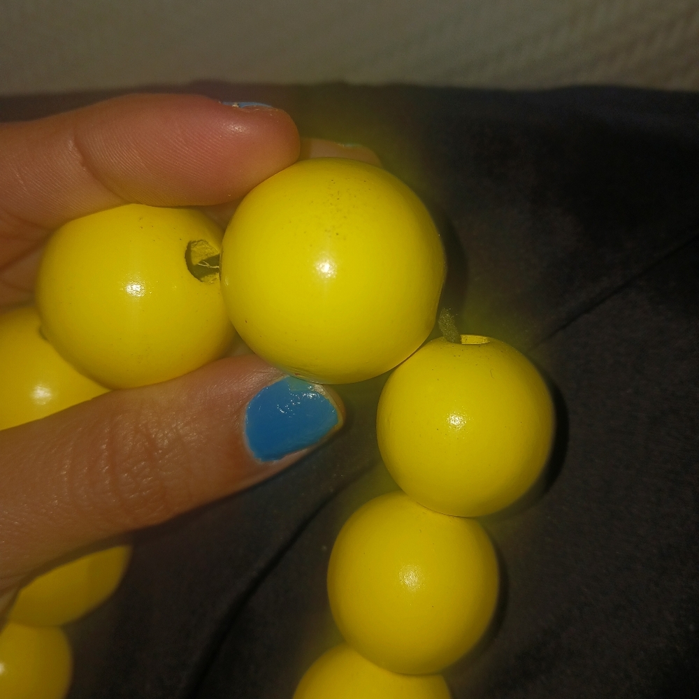 Women Yellow Wood Balls Long Necklace - Picture 6 of 6